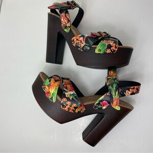Floral Chunky Platform Heel